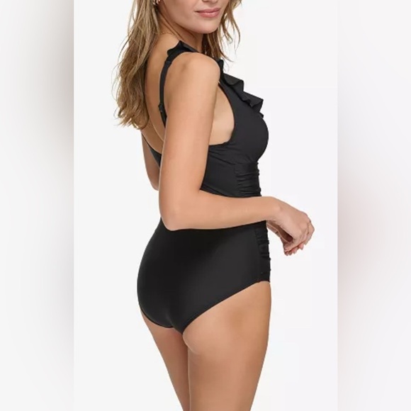 DKNY Ruffle Plunge Tummy Control Swimsuit - Picture 2 of 13